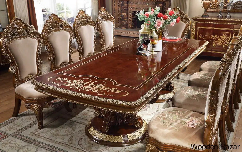 Luxury 10 seater Royal Dining Table Set Wooden Bazar Wooden Bazar