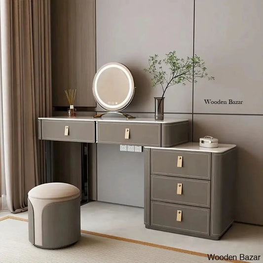 Machmer Vanity Dressing Table With Mirror Light And Stool