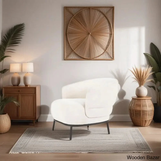 Madelyn Modish Single Seater Armchair With Metal Base - Wooden Bazar