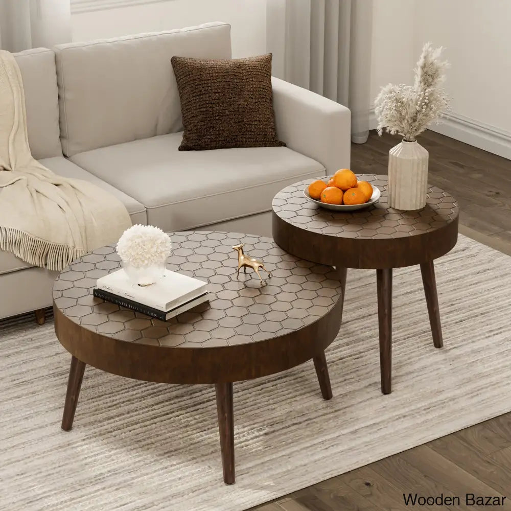 Magdalen 2 Piece Coffee Table Set Traditional Mdf Round And End Center Table