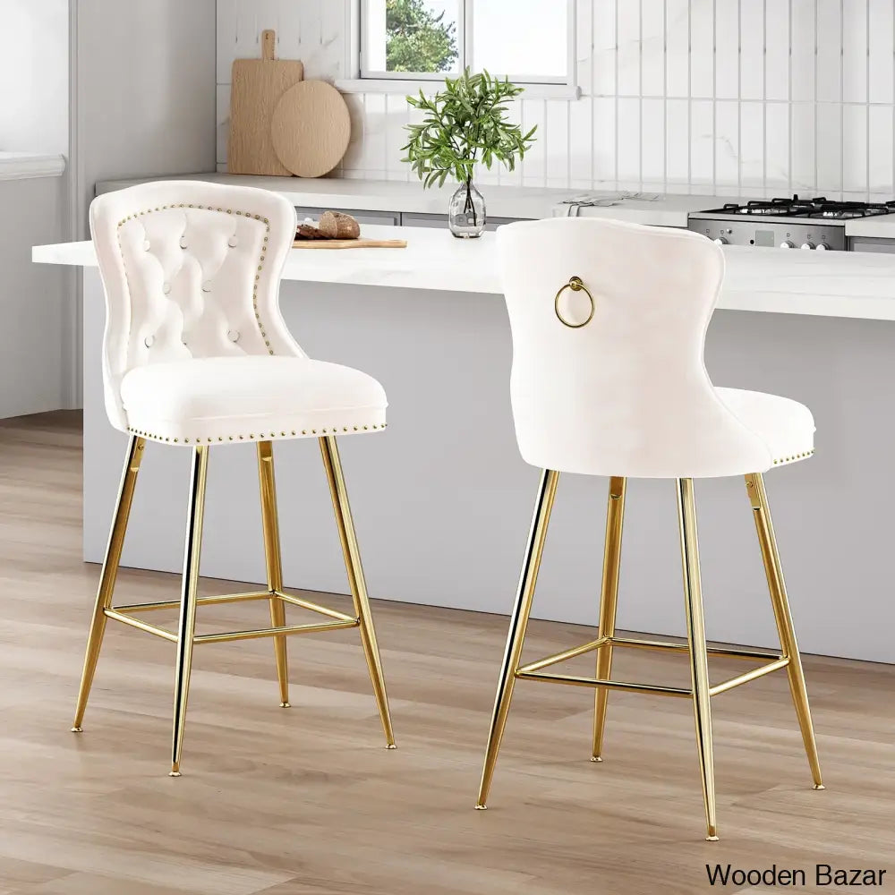 Maghullo Swivel Upholstered 26’’ Counter And Bar Stool (Set Of 2) Beige