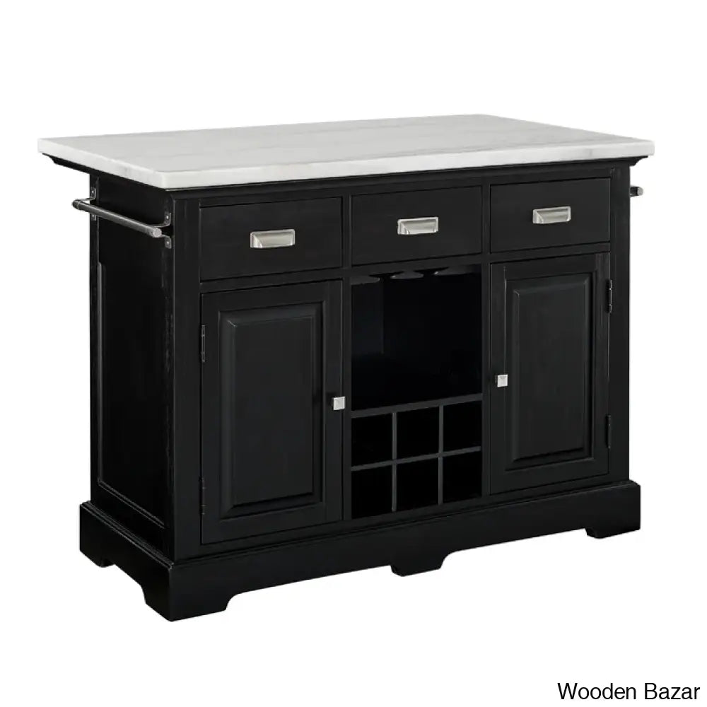 Mantello Marble Top Kitchen Island Set Trolley Cart Cabinet Kitchen Island With Storage