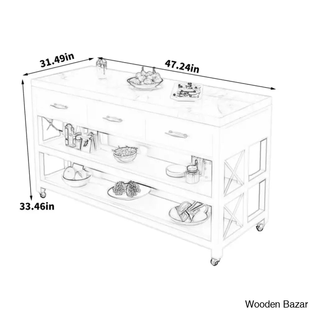 Marble Top Kitchen Island Trolley Cart Cabinet Kitchen Island With Storage