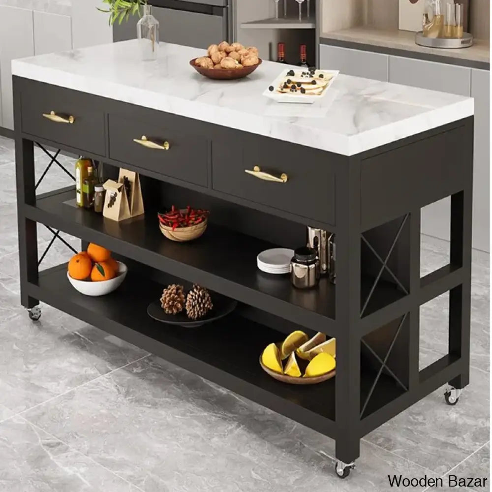 Marble Top Kitchen Island Trolley Cart Cabinet Kitchen Island With Storage