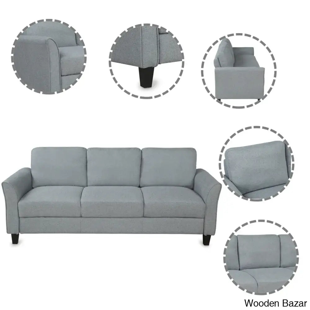 Margaret Grey 3 Seater Living Room Sofa In Fabric