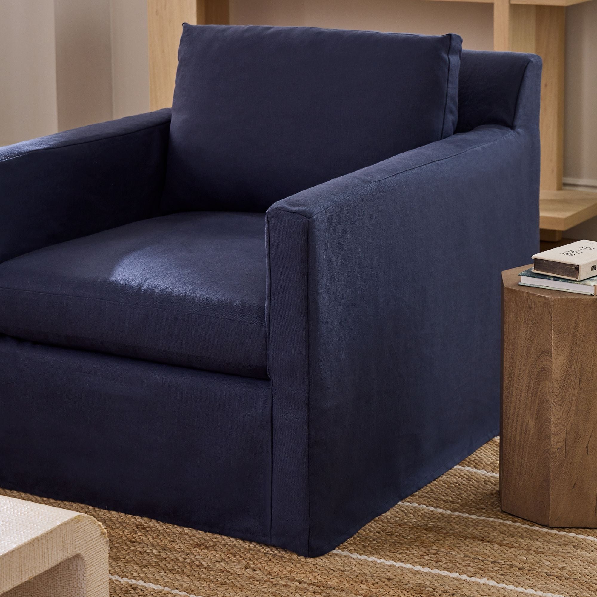 Skirted Slipcover Chair - Wooden bazar