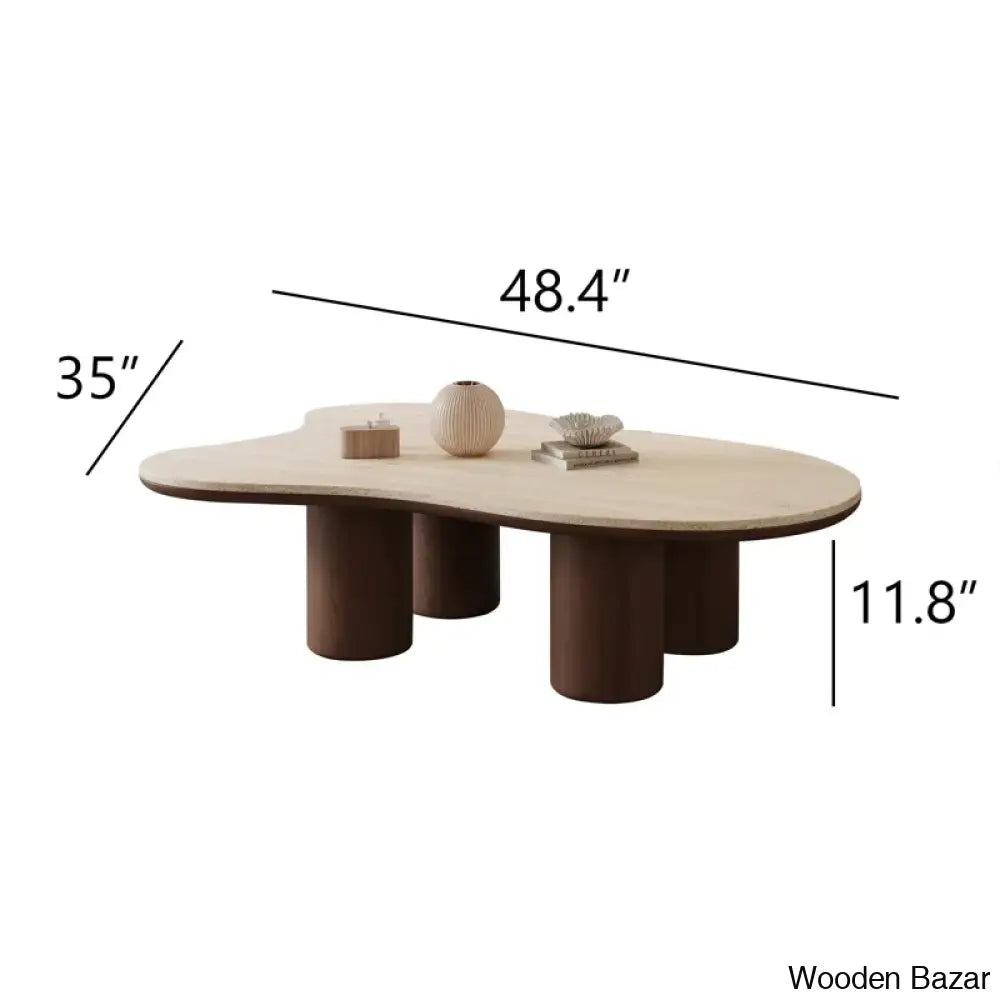 Masiyaho Modern Solid Wood Four Legged Brown Coffee And Center Table