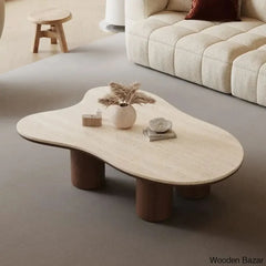 Masiyaho Modern Solid Wood Four Legged Brown Coffee And Center Table