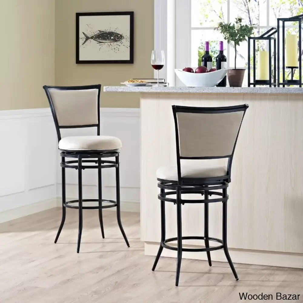 Massenac Swivel Upholstered Counter And Bar Stool With Metal Frame