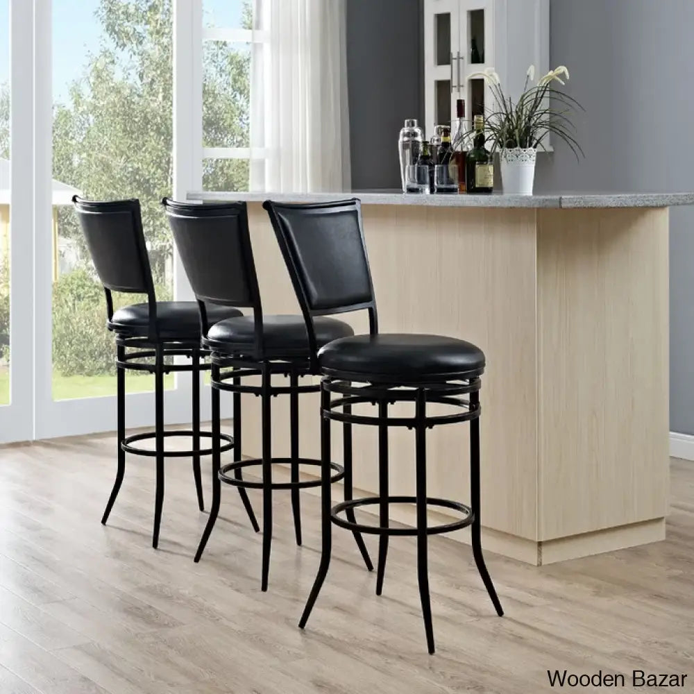 Massenac Swivel Upholstered Counter And Bar Stool With Metal Frame