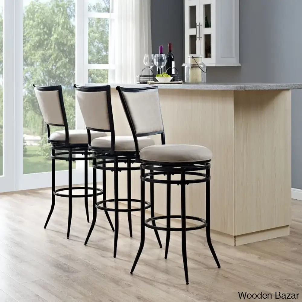 Massenac Swivel Upholstered Counter And Bar Stool With Metal Frame