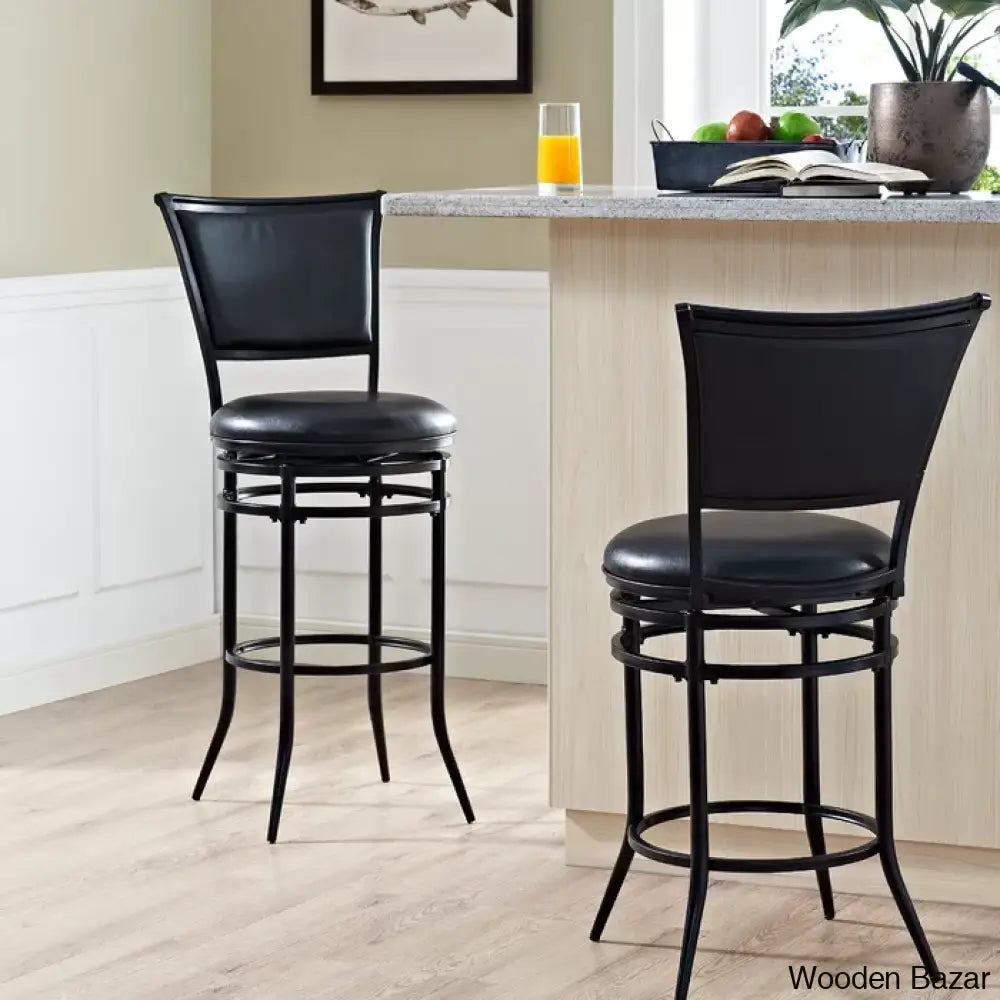 Massenac Swivel Upholstered Counter And Bar Stool With Metal Frame