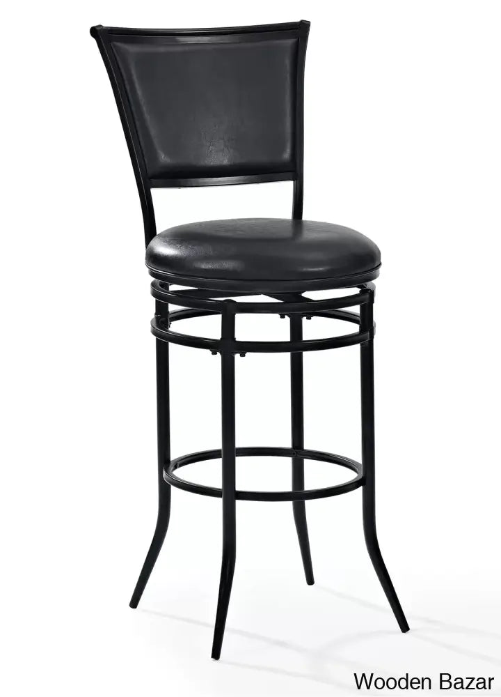 Massenac Swivel Upholstered Counter And Bar Stool With Metal Frame Black / Bar (30’’ Seat Height)