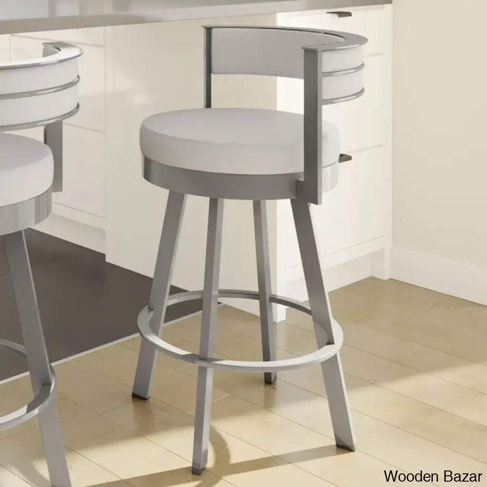 Matthewsy Swivel Counter & Bar Stool Glossy Gray / Light Polyester (30.13’’ Seat Height)