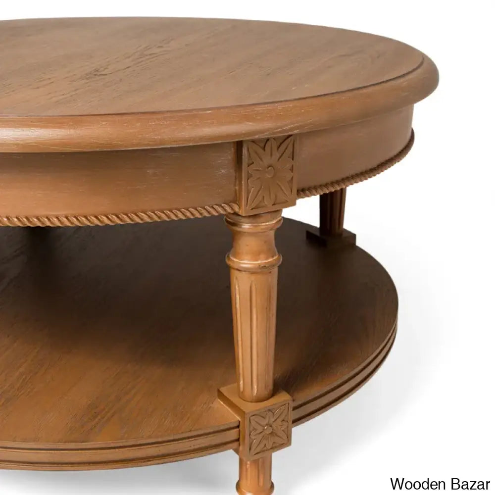 Maven Lane Pullman Round Wooden Coffee And Center Table