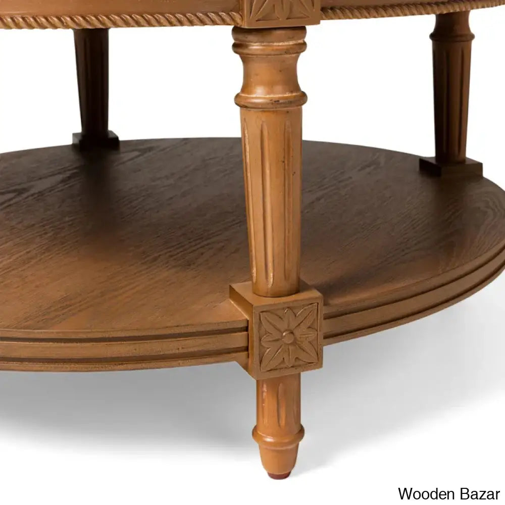 Maven Lane Pullman Round Wooden Coffee And Center Table