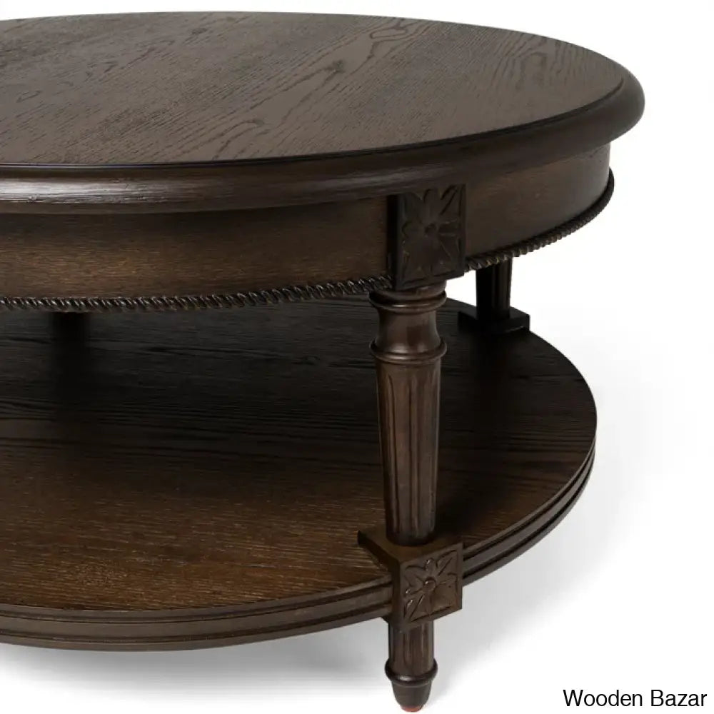 Maven Lane Pullman Round Wooden Coffee And Center Table