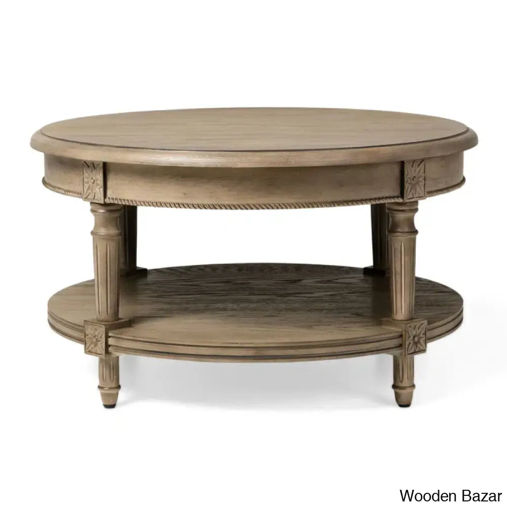 Maven Lane Pullman Round Wooden Coffee And Center Table