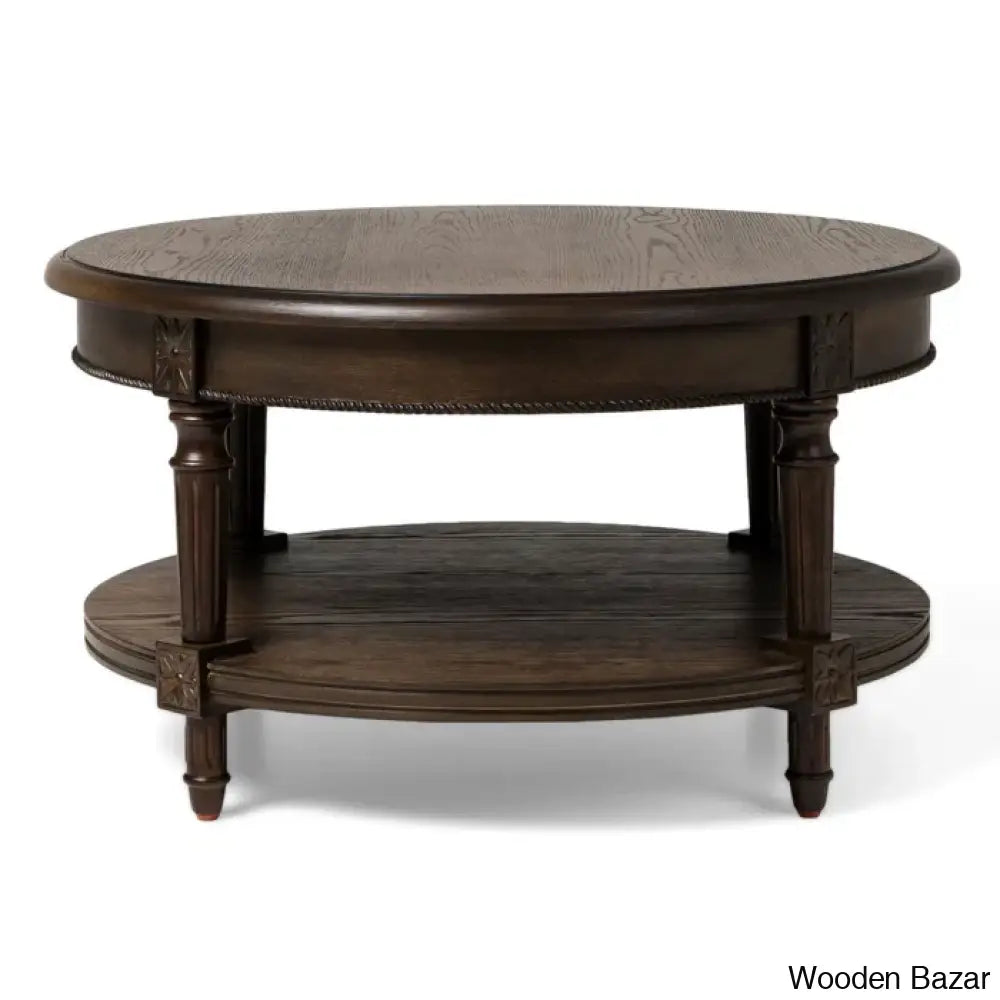 Maven Lane Pullman Round Wooden Coffee And Center Table