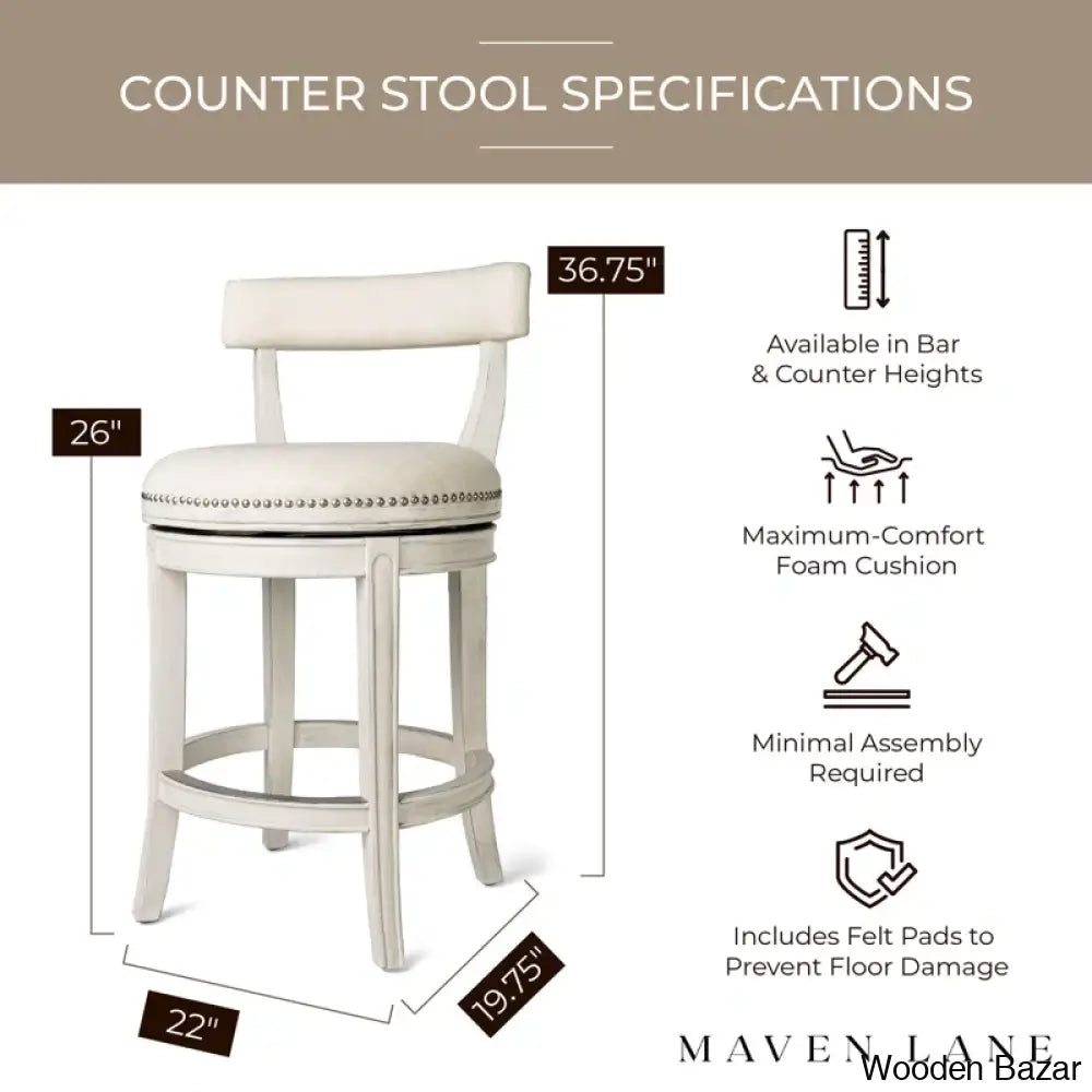 Mavenb Lane Alexander Swivel Counter And Bar Stool With Fabric Upholstery