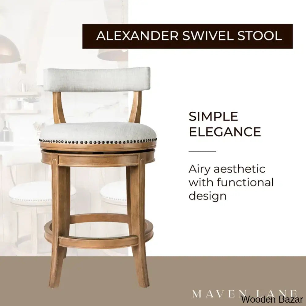 Mavenb Lane Alexander Swivel Counter And Bar Stool With Fabric Upholstery