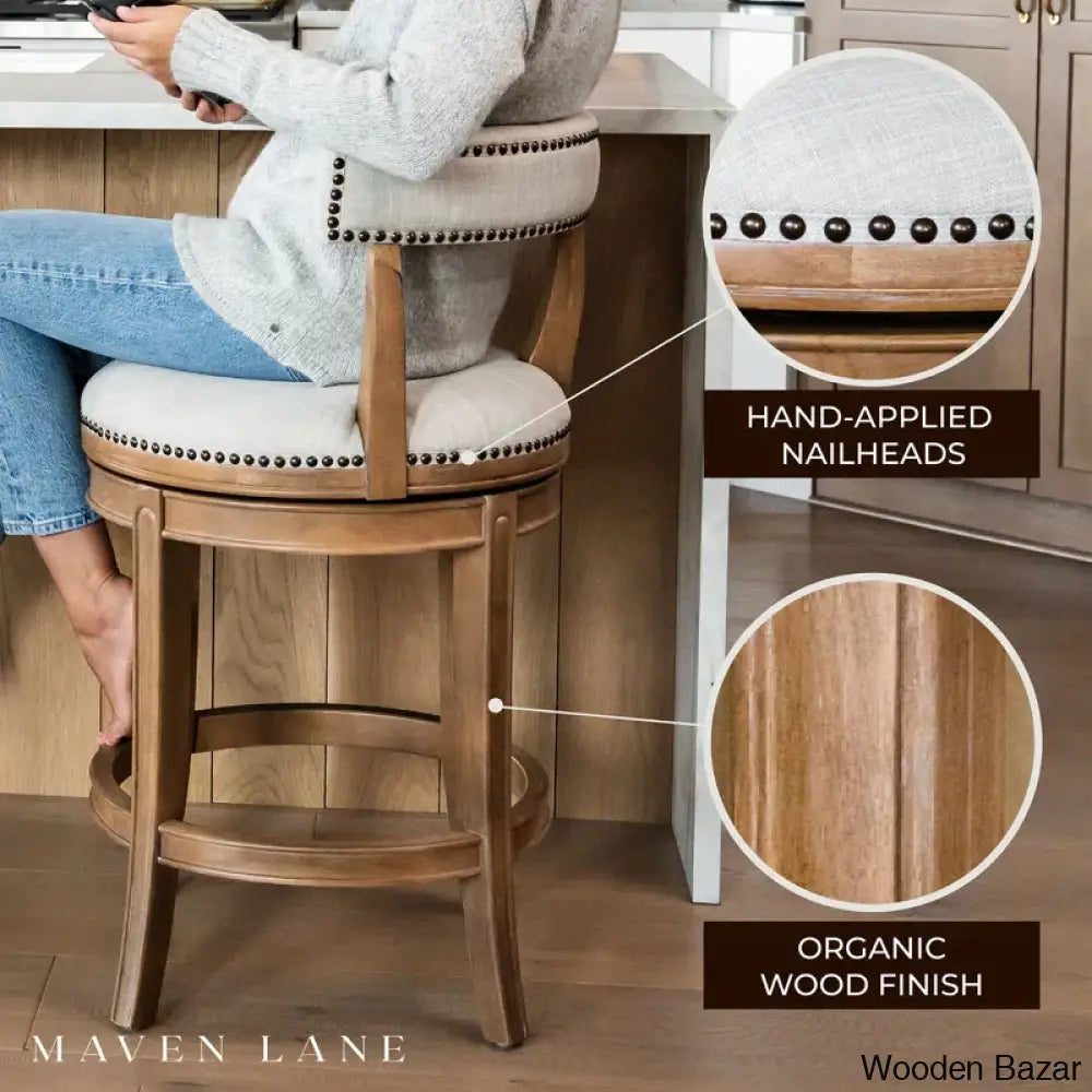 Mavenb Lane Alexander Swivel Counter And Bar Stool With Fabric Upholstery