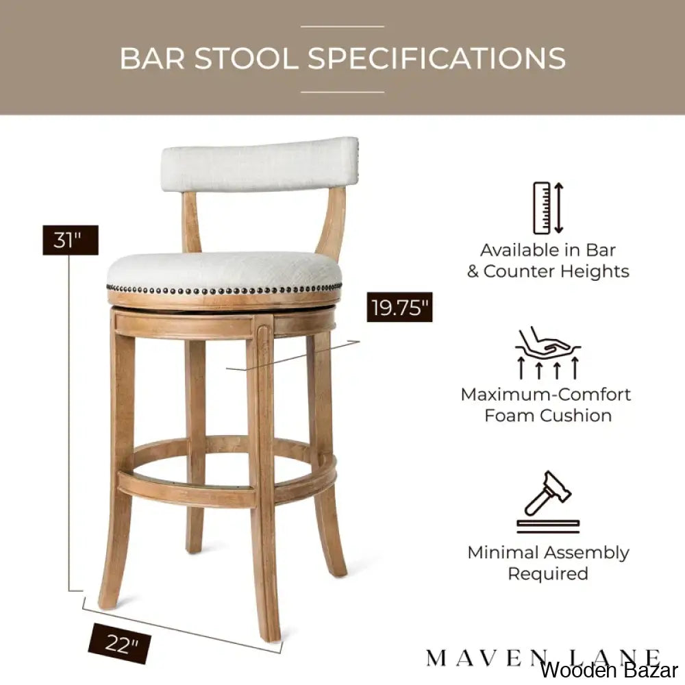 Mavenb Lane Alexander Swivel Counter And Bar Stool With Fabric Upholstery