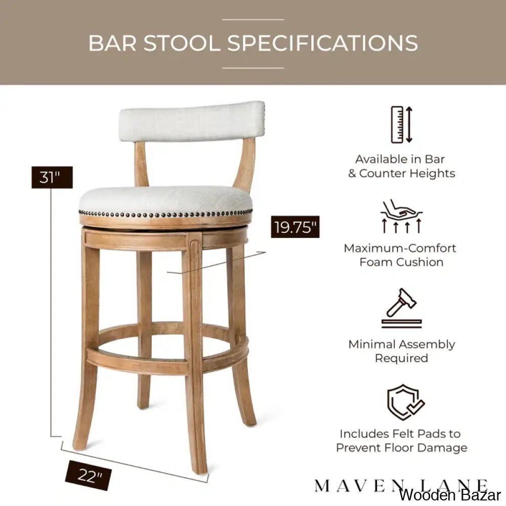 Mavenb Lane Alexander Swivel Counter And Bar Stool With Fabric Upholstery