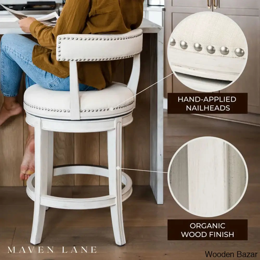 Mavenb Lane Alexander Swivel Counter And Bar Stool With Fabric Upholstery