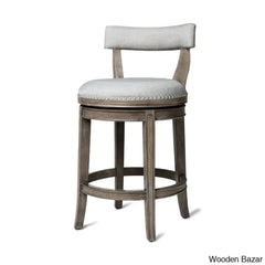 Mavenb Lane Alexander Swivel Counter And Bar Stool With Fabric Upholstery Reclaimed Oak / (26’’