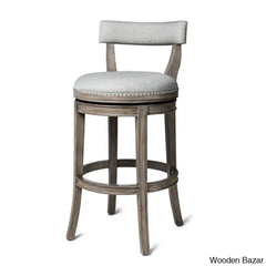 Mavenb Lane Alexander Swivel Counter And Bar Stool With Fabric Upholstery Reclaimed Oak / Bar