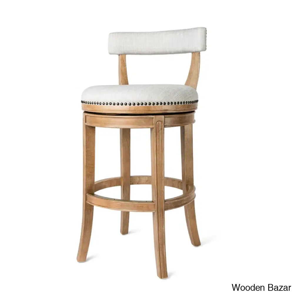 Mavenb Lane Alexander Swivel Counter And Bar Stool With Fabric Upholstery Weathered Oak / Bar