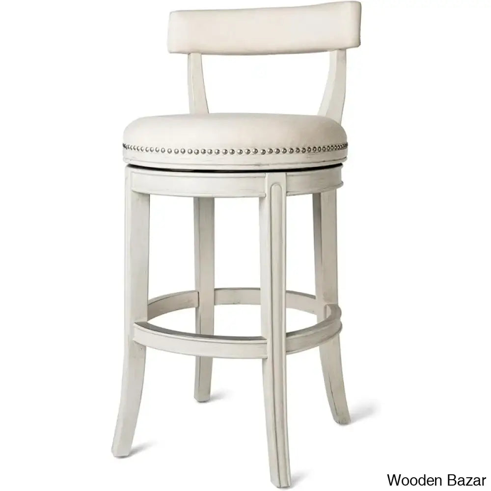 Mavenb Lane Alexander Swivel Counter And Bar Stool With Fabric Upholstery White Oak / (26’’