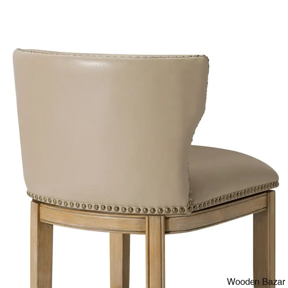 Mavenj Swivel Lane Hugo Counter And Bar Stool With Vegan Leather Upholstery