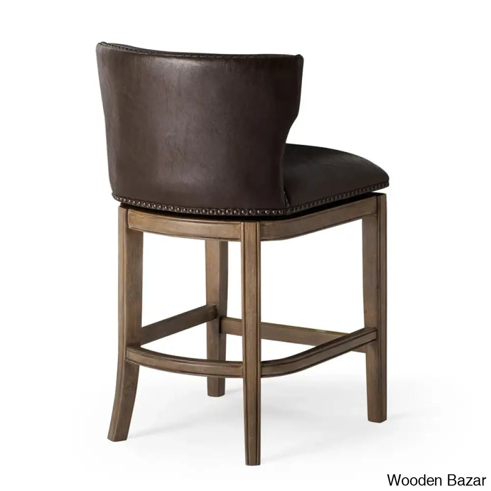 Mavenj Swivel Lane Hugo Counter And Bar Stool With Vegan Leather Upholstery