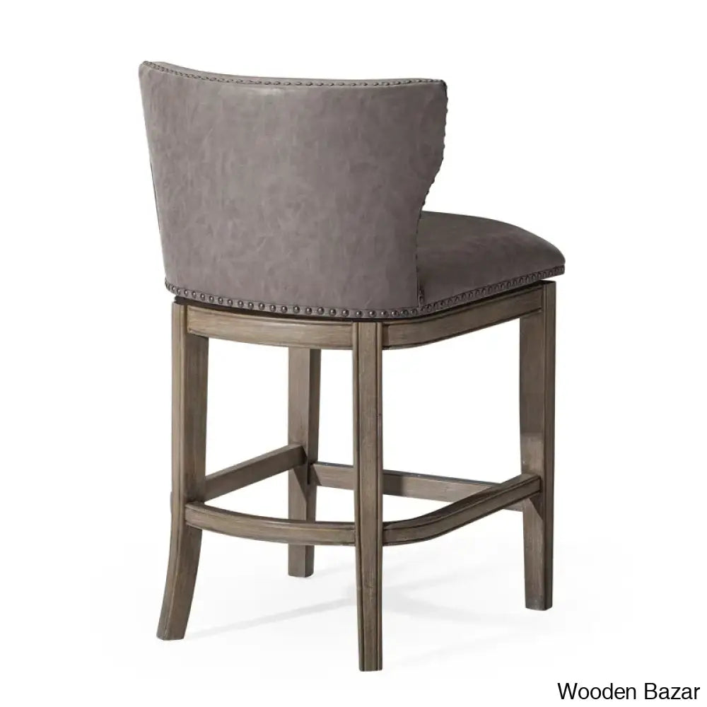 Mavenj Swivel Lane Hugo Counter And Bar Stool With Vegan Leather Upholstery