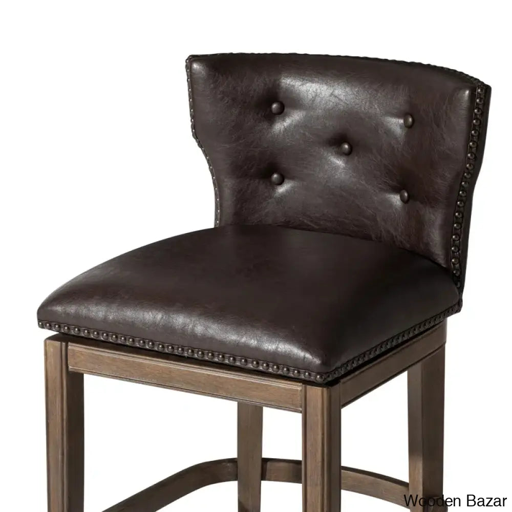 Mavenj Swivel Lane Hugo Counter And Bar Stool With Vegan Leather Upholstery