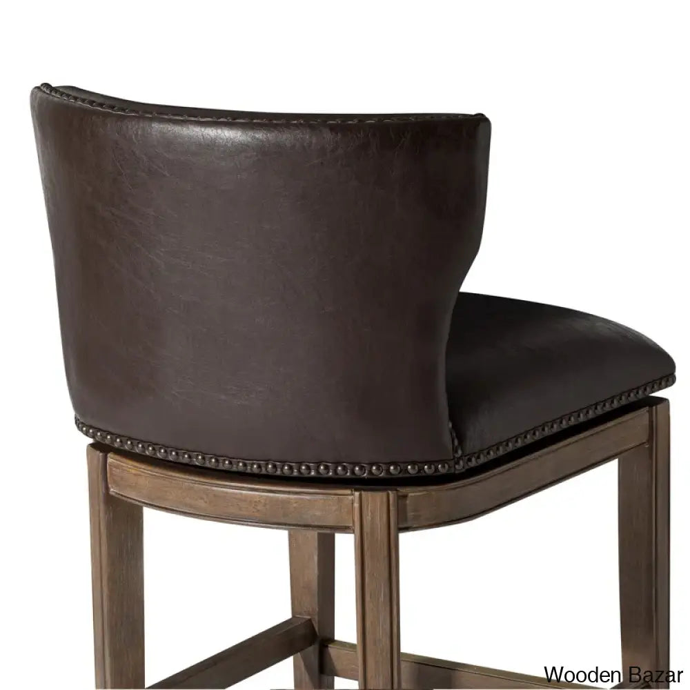 Mavenj Swivel Lane Hugo Counter And Bar Stool With Vegan Leather Upholstery