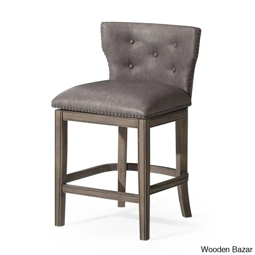 Mavenj Swivel Lane Hugo Counter And Bar Stool With Vegan Leather Upholstery Reclaimed Oak / Bar