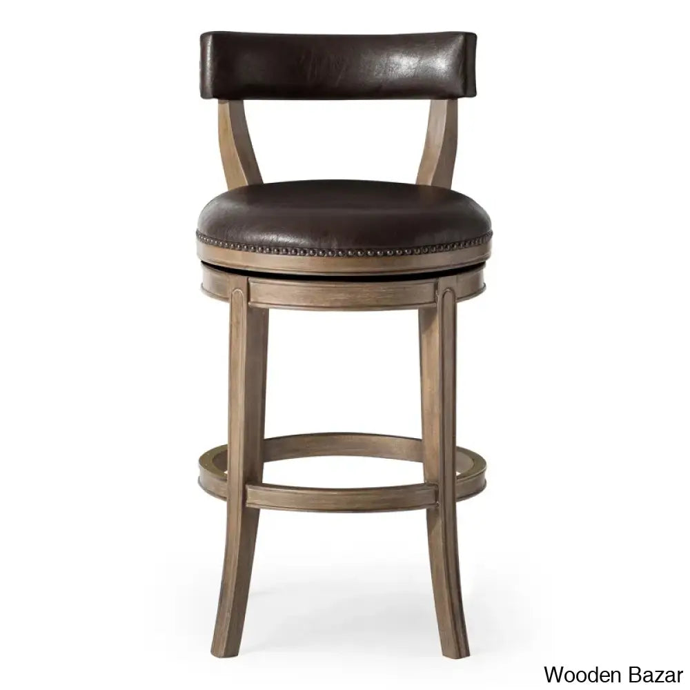 Mavenk Swivel Lane Alexander Counter And Bar Stool With Vegan Leather Upholstery Walnut / Bar