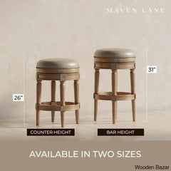 Maveno Swivel Lane Pullman Backless Counter And Bar Stool With Vegan Leather Upholstery