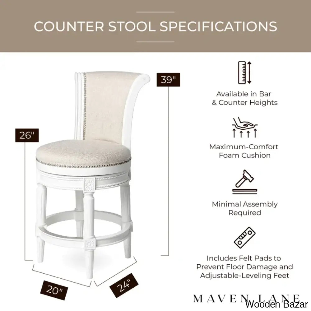 Mavenp Swivel Lane Pullman Counter And Bar Stool With Fabric Upholstery