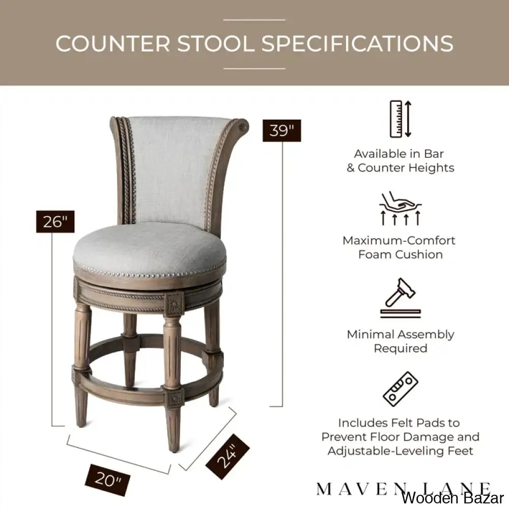 Mavenp Swivel Lane Pullman Counter And Bar Stool With Fabric Upholstery