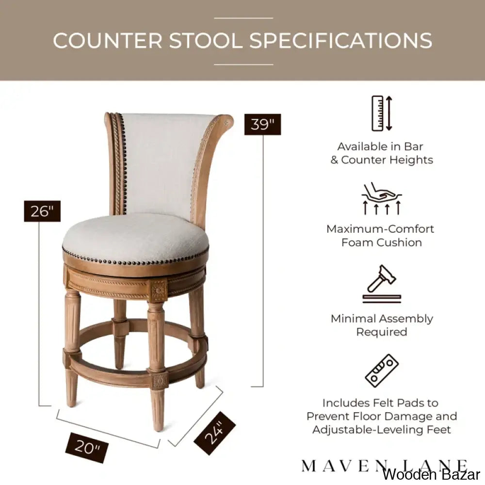 Mavenp Swivel Lane Pullman Counter And Bar Stool With Fabric Upholstery