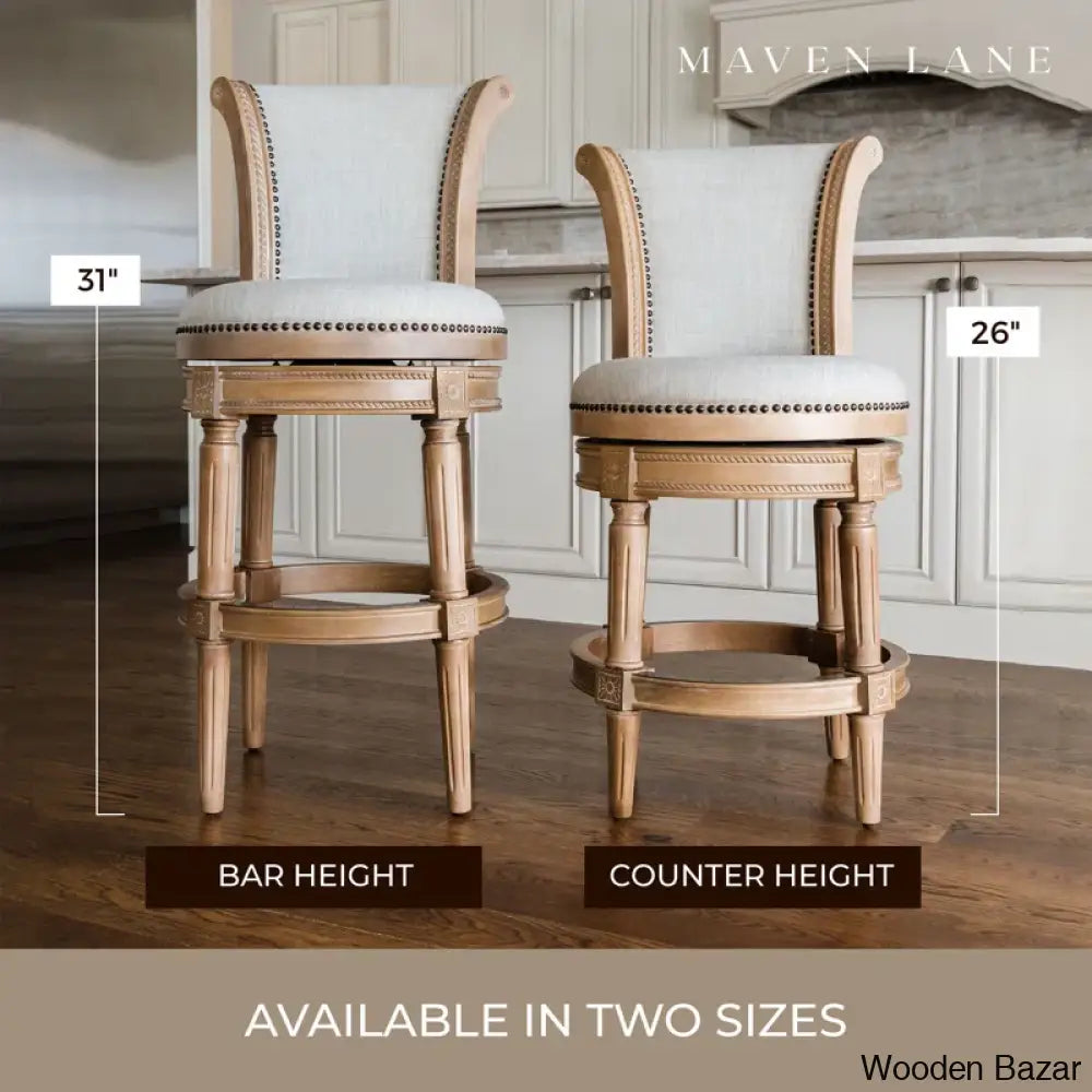 Mavenp Swivel Lane Pullman Counter And Bar Stool With Fabric Upholstery Weathered Oak / Bar