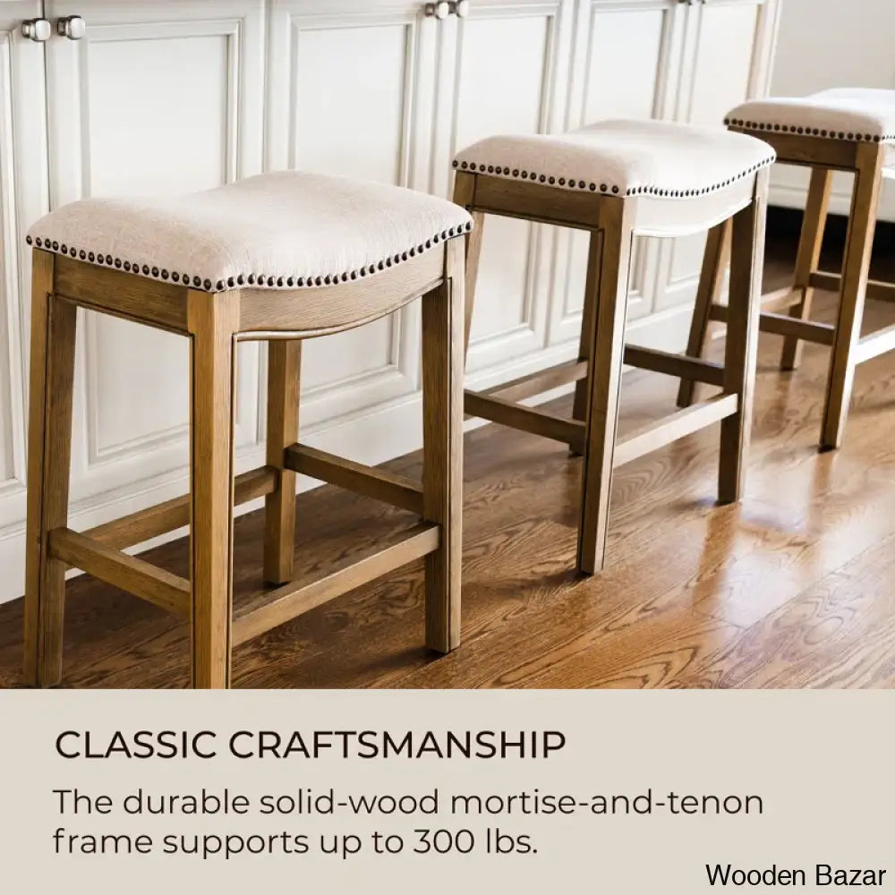 Mavenq Lane Adrien Backless Saddle Kitchen Counter And Bar Stool With Fabric Upholstery