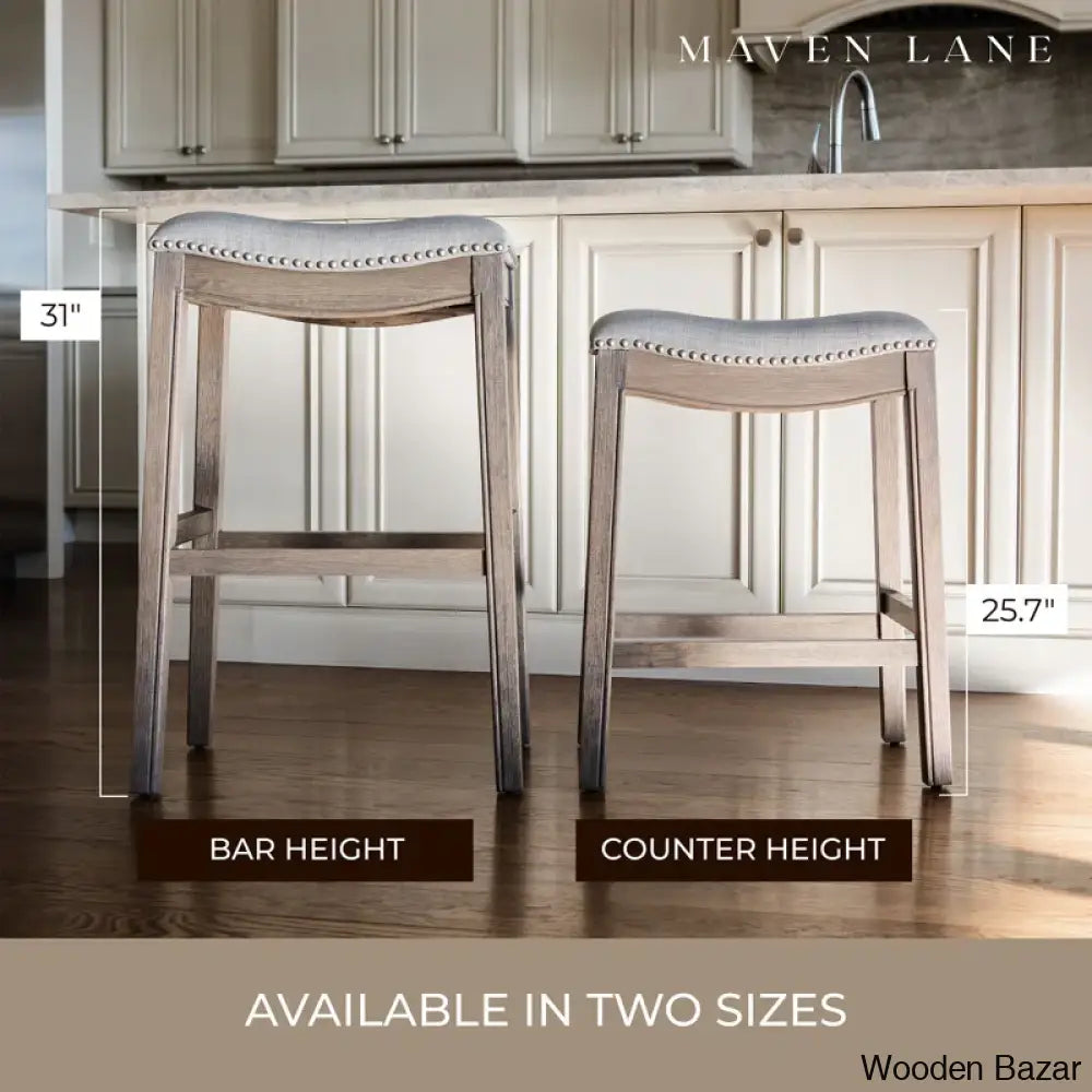 Mavenq Lane Adrien Backless Saddle Kitchen Counter And Bar Stool With Fabric Upholstery