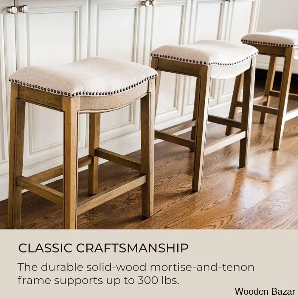 Mavenq Lane Adrien Backless Saddle Kitchen Counter And Bar Stool With Fabric Upholstery