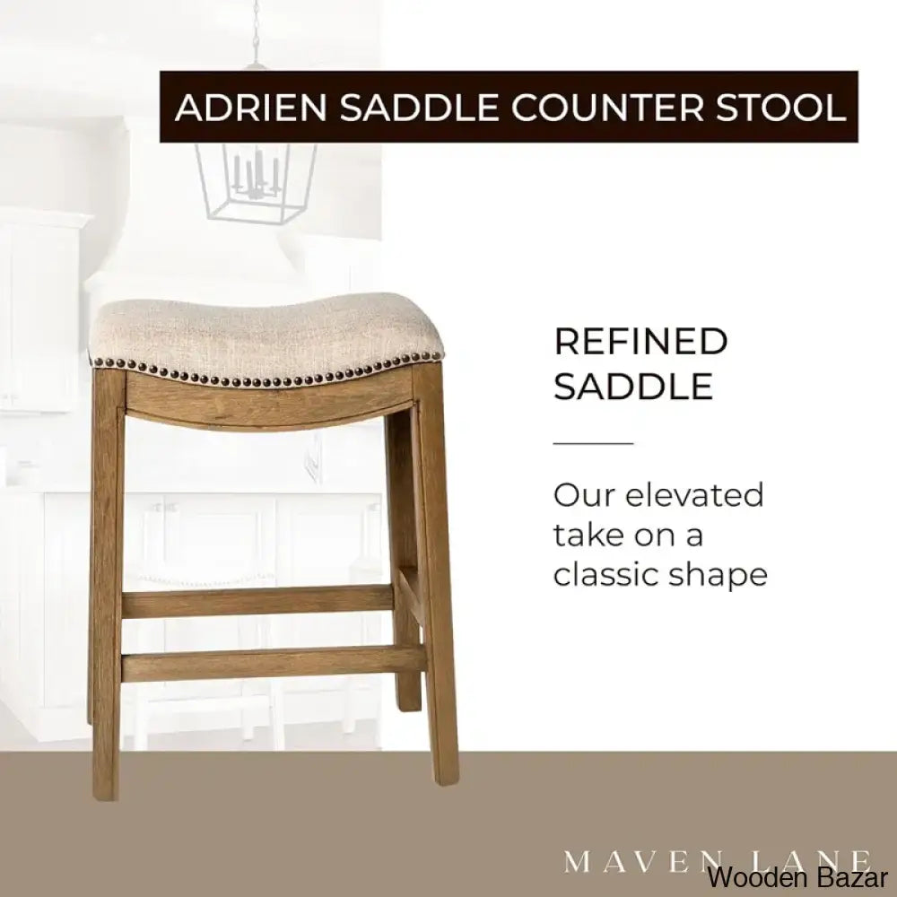 Mavenq Lane Adrien Backless Saddle Kitchen Counter And Bar Stool With Fabric Upholstery