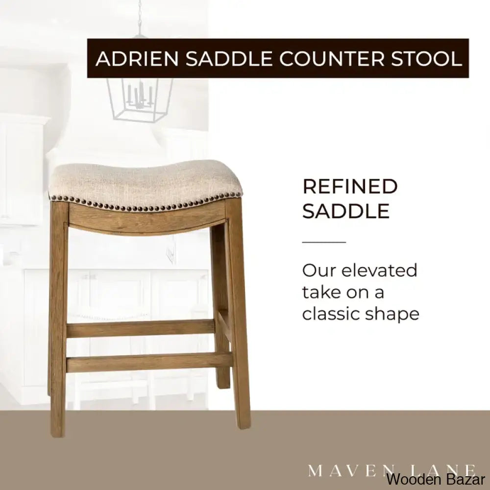 Mavenq Lane Adrien Backless Saddle Kitchen Counter And Bar Stool With Fabric Upholstery